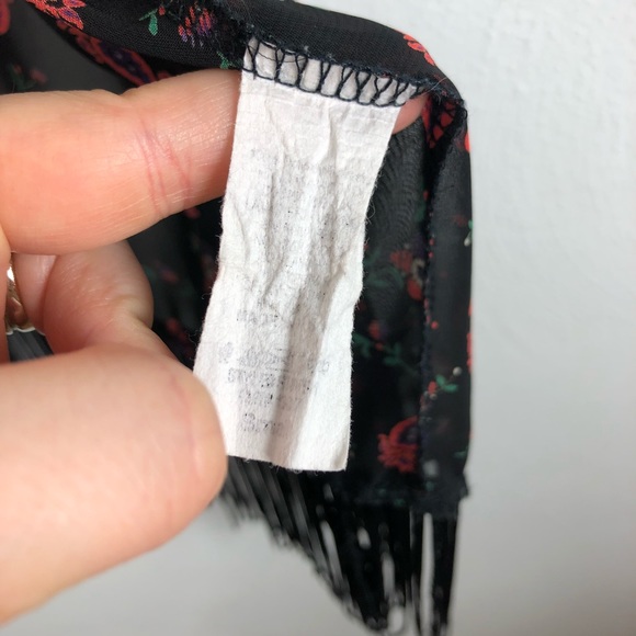 Honey Punch Printed Sheer Fringe Boho Kimono - Picture 4 of 6